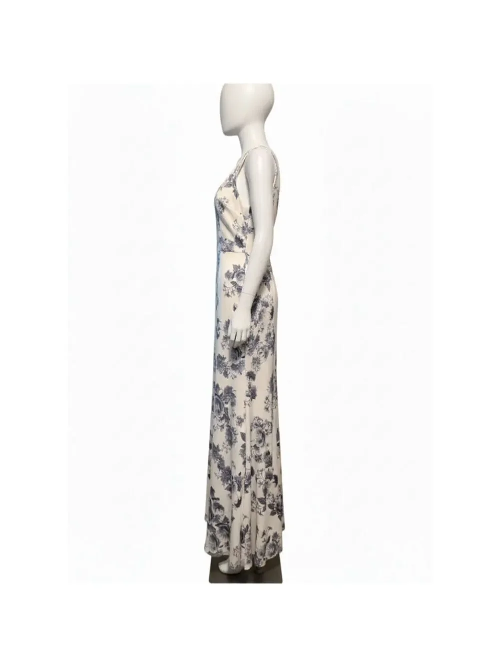 B Smart Juniors 9 Beige Blue Floral Maxi Dress - Picture 6 of 10